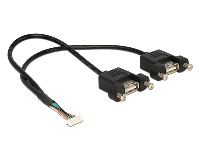 Delock Kabel USB 2.0 Panel Stik 1,25 mm 8 Pin > 2 x USB 2.0 Type-A Stik - Delock