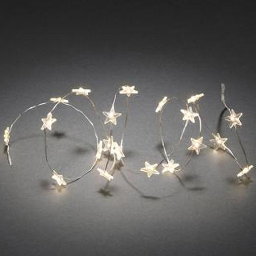 Julelys - led-lyskæde - 20 lys - 3x AA-batterier - 1 meter - varm hvid