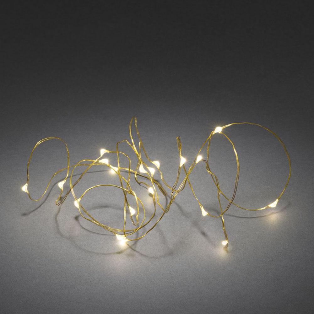 Wire lighting - led-julelys indendørs - 20 lys - 1,9 meter - varm hvid - 3x AA