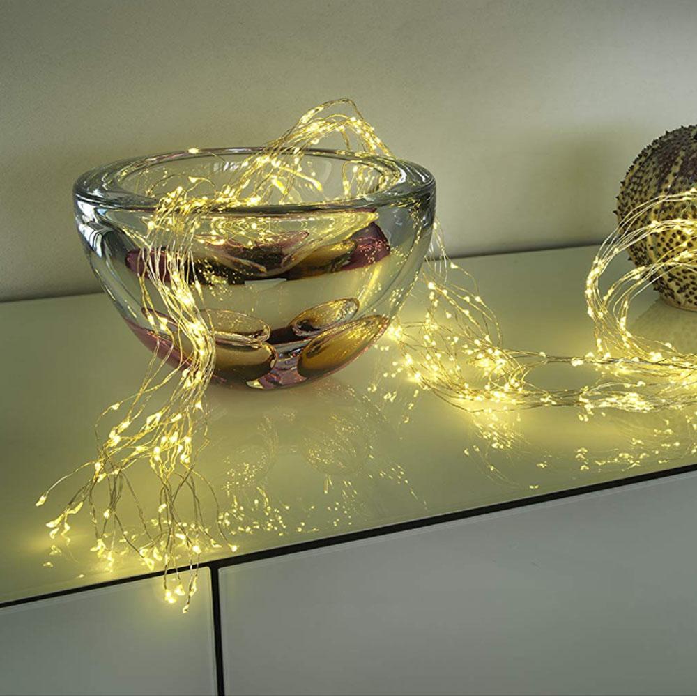 Ledningsbelysning - led-julelys indendørs - 200 lys - 2 meter - varm hvid