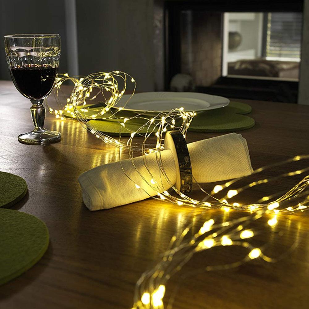 Ledningsbelysning - led-julelys indendørs - 200 lys - 2 meter - varm hvid