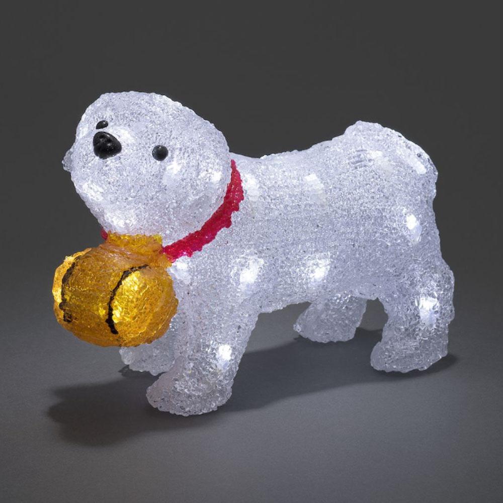 Hund - led-julelys udendørs og indendørs - 24 lys - 20,5 x 29 cm - kold hvid