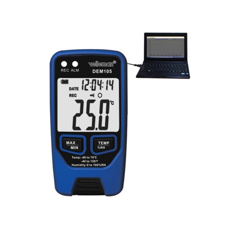 DATALOGGER TIL TEMPERATUR OG LUFTFUGTIGHED MED USB-UDGANG - Velleman