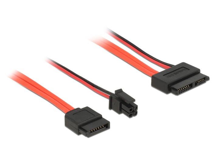 Delock Kabel SATA 6 Gb/s 7-polet hun + 4-polet strøm stik > Slim SATA 13 - Delock