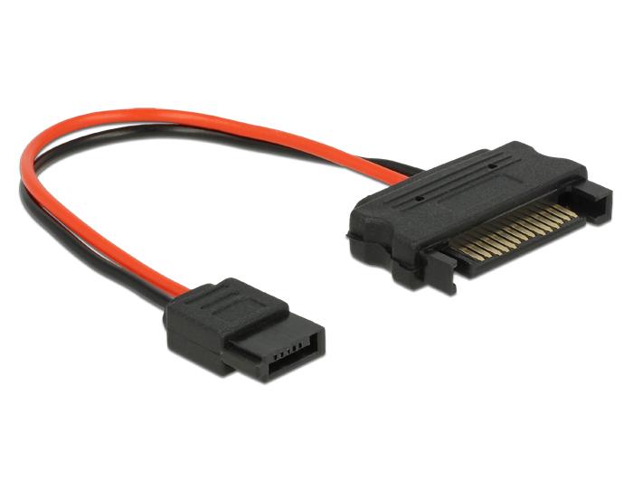 Delock Kabel Power SATA 15-pin stik > Power Slim SATA 6-pin hun 10 cm - Delock