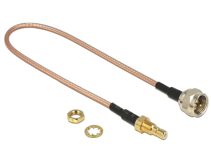 Delock Antennekabel F-stik > SMB-stik til indbygning RG-316 25 cm - Delock