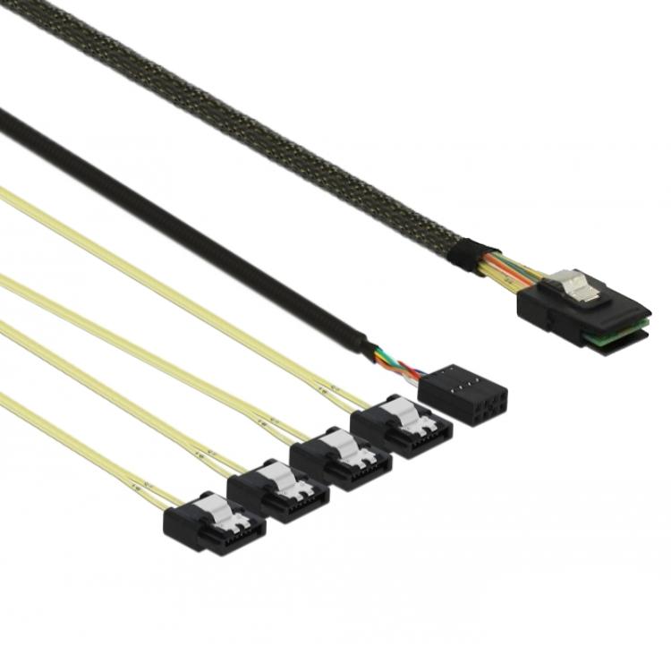 Delock-kabel Mini SAS SFF-8087 > 4 x SATA 7 Pin Reverse + Sideband 0,5 m
