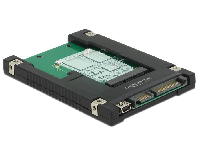 2,5″ Konverter SATA 22 Pin / USB 2.0 Mini B-type > 1 x mSATA / Mini PCIe slot - Delock