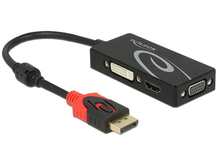 Delock Adapter DisplayPort 1.2 Stik > VGA / HDMI / DVI Stik 4K Passiv - Delock