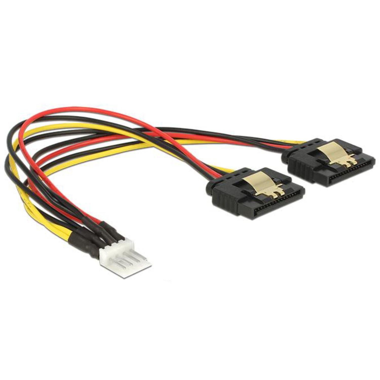 Delock Kabel Power Floppy 4 Pin Stik > 2 x SATA 15 Pin Hun Hun Metal 20 - Delock