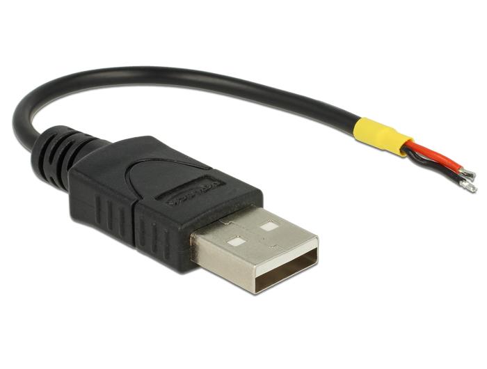 Delock Kabel USB 2.0 Type-A Stik > 2 x åbne kabelender Power 1