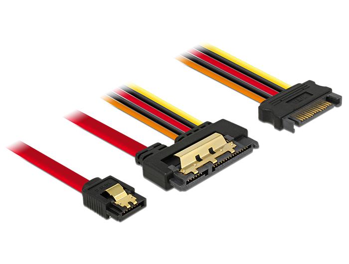 Delock Kabel SATA 6 Gb/s 7-polet Hun & SATA 15-polet Strømforsyning - Delock