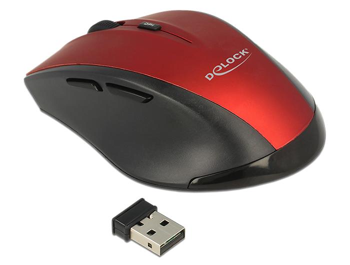 Delock Ergonomisk optisk 5-knap mus 2,4 GHz trådløs - Delock