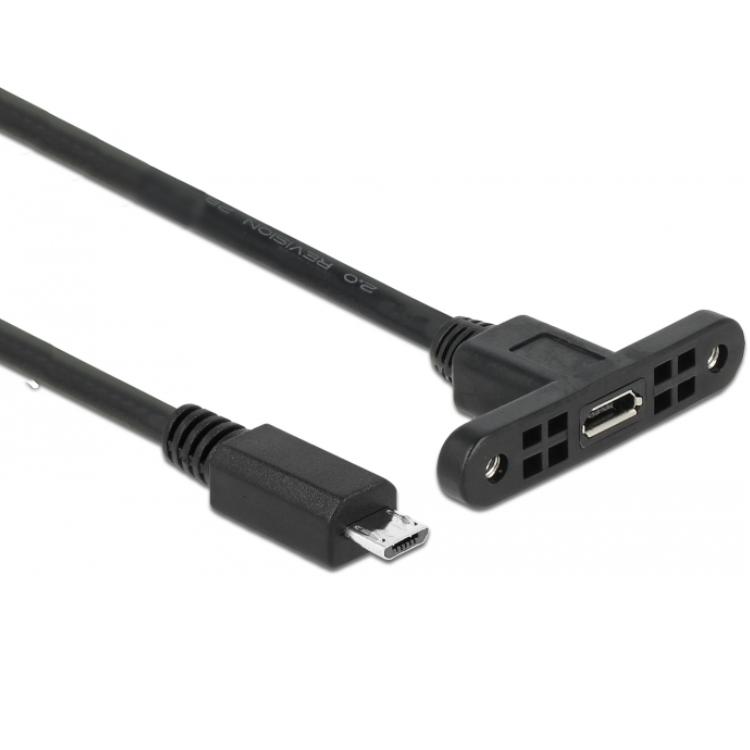 USB 2.0 Micro-B installationskabel med panelmontering
