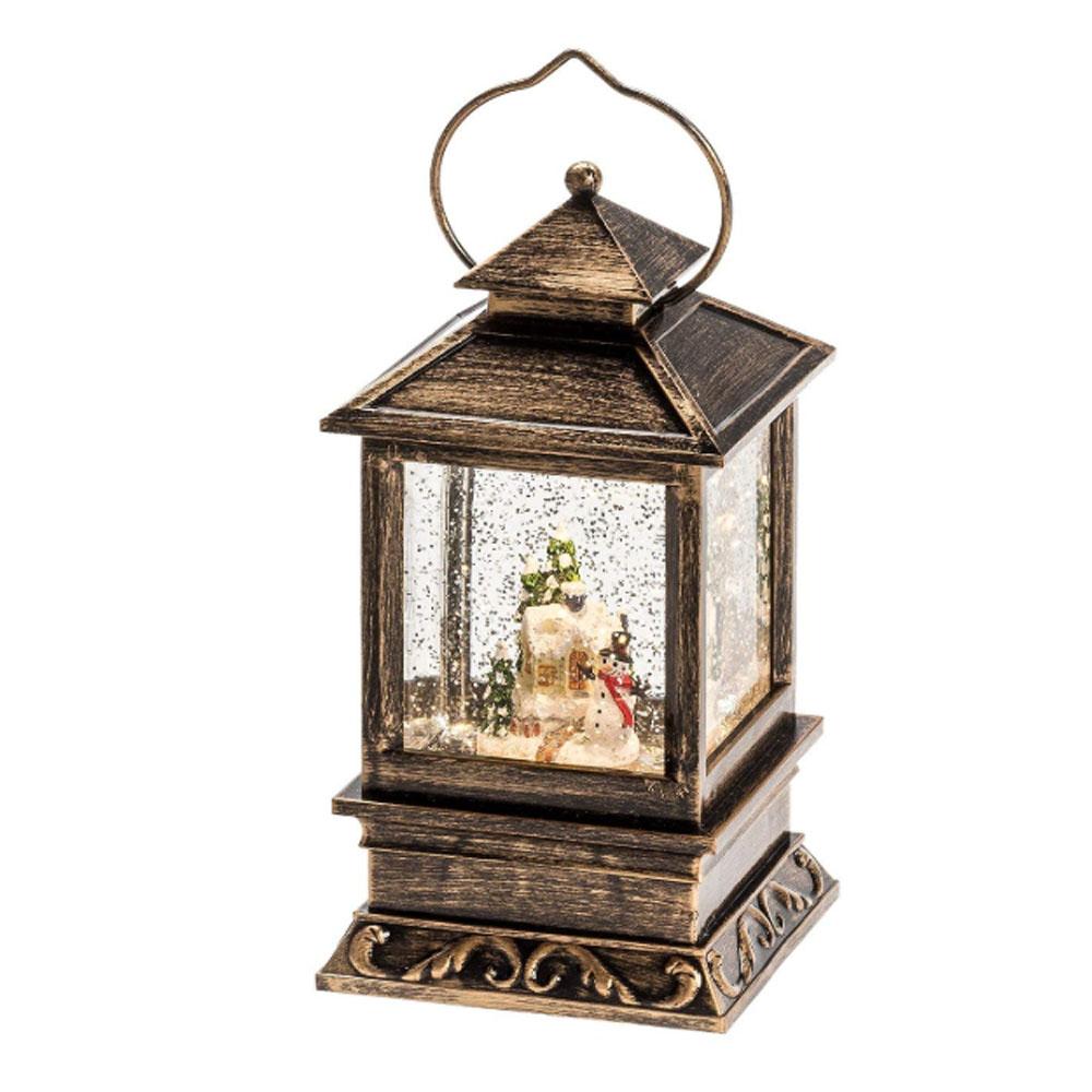 Julelanterne - led-julelys indendørs - 1 lys - 15 x 15 x 22 cm - varm hvid - 3x AA