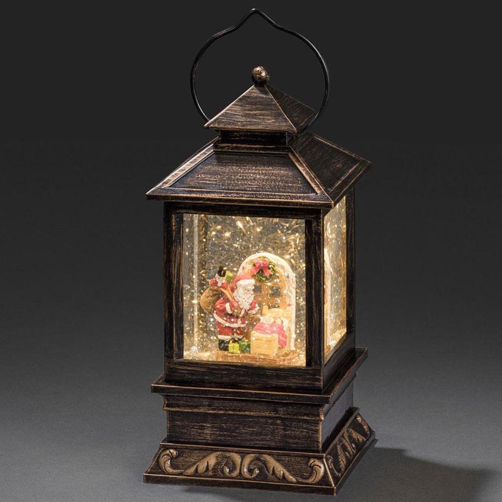 Julelanterne - led-julelys indendørs - 1 lys - 15 x 15 x 22 cm - varm hvid - 3x AA