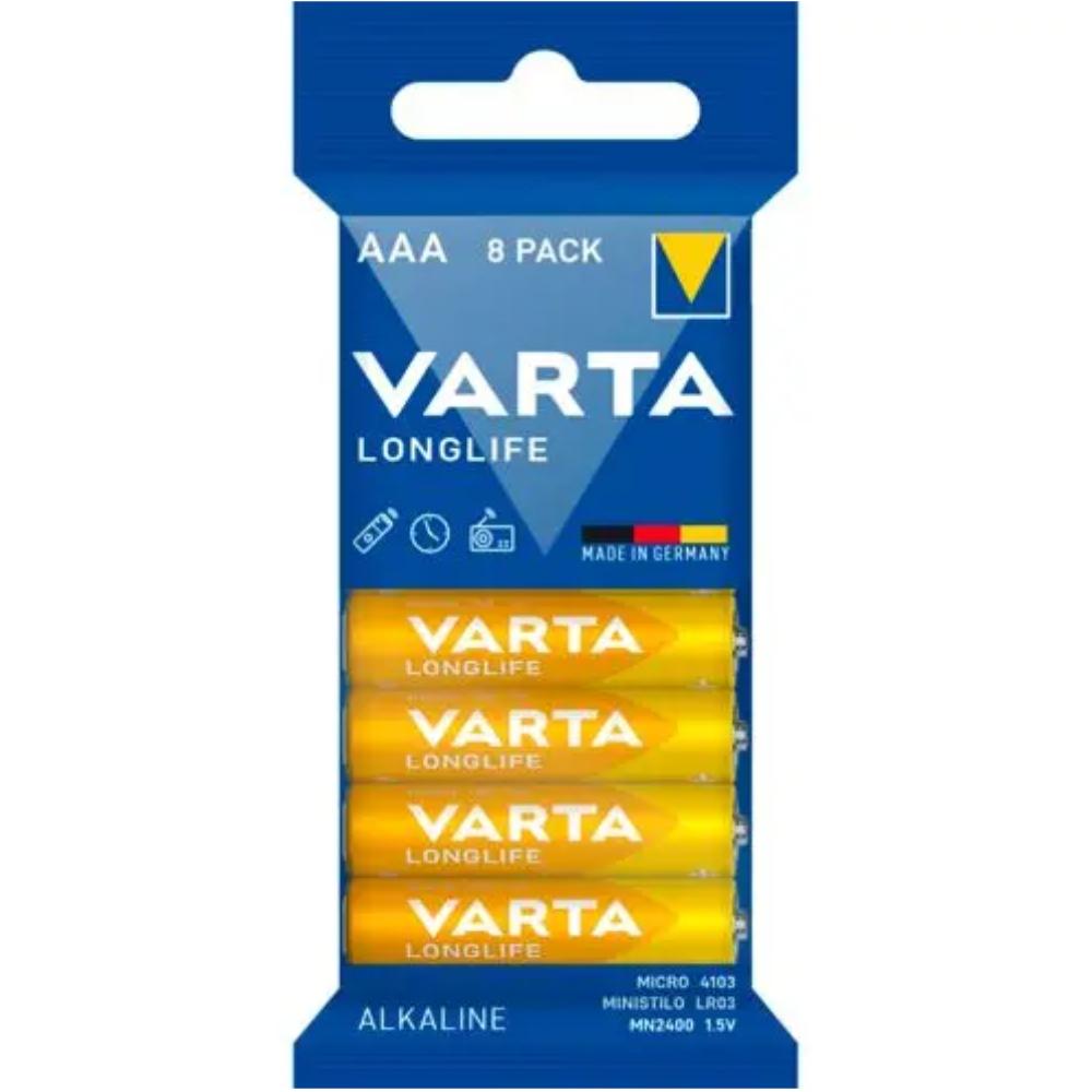 1x8 Varta Longlife AAA LR 3 foliepakker - 04103101328 - Varta