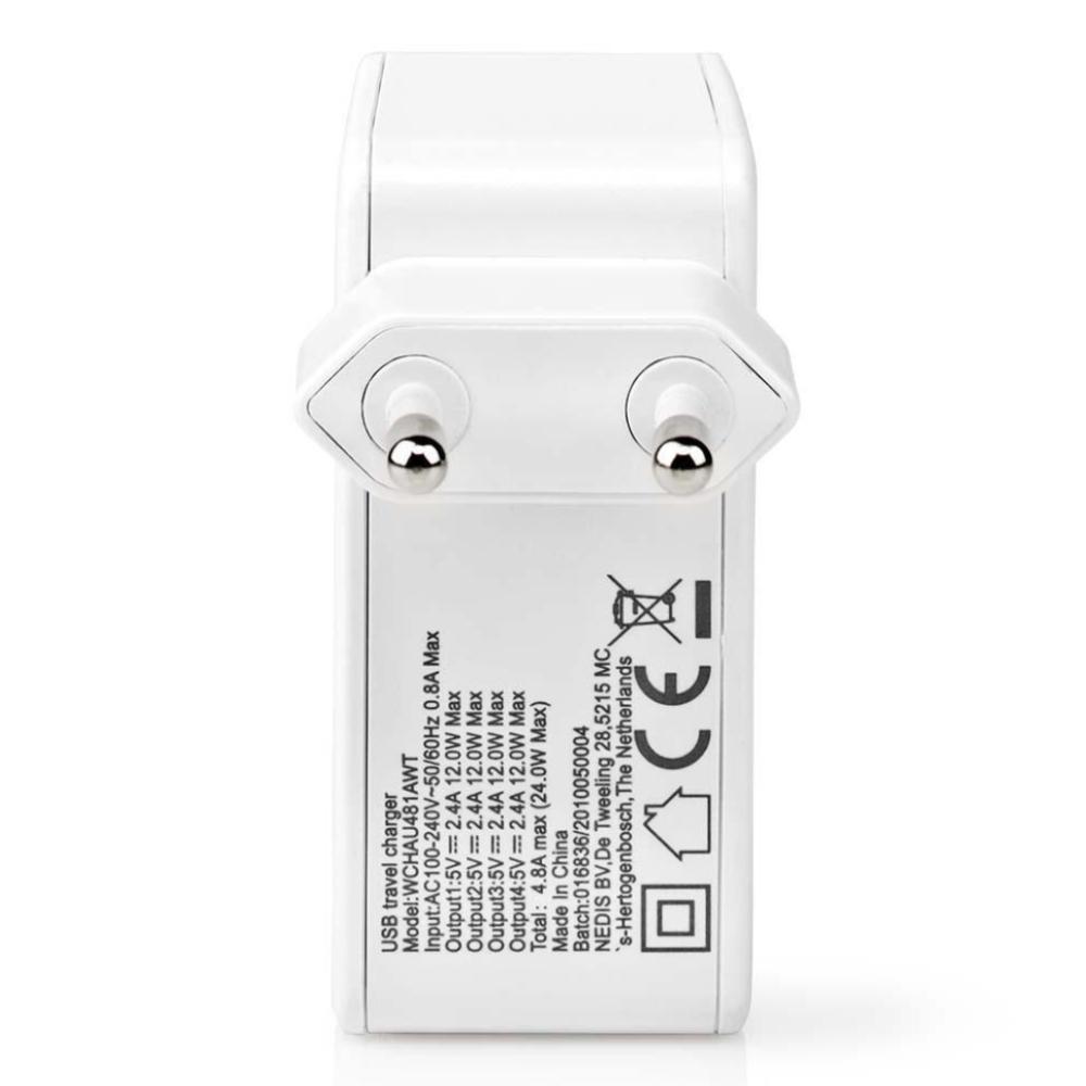 USB-oplader - 4 udgange - 4.800 mA