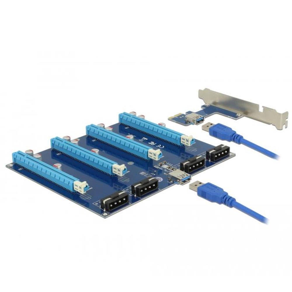 Delock Riserkort PCI Express x1 > 4 x PCIe x16 med 60 cm USB-kabel