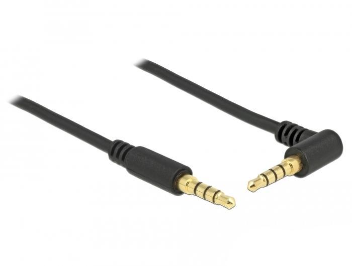 Delock Jackkabel 3,5 mm 4-polet stik > stik vinklet 1 m sort - Delock