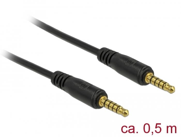 Delock Jackkabel 3,5 mm 5-polet stikprop til stikprop 0,5 m sort - Delock
