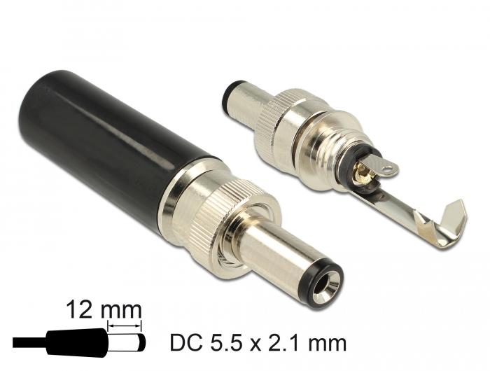 Delock-stik DC 5,5 x 2,1 mm med længde 12,0 mm hul stik - Delock