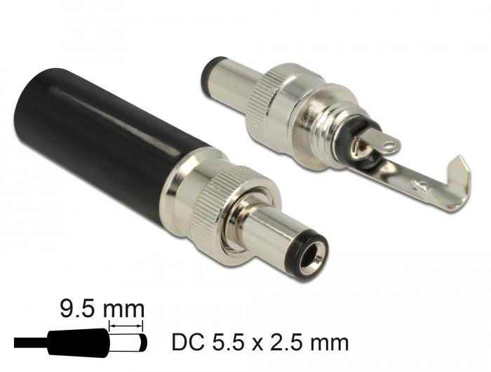 Delock-stik DC 5,5 x 2,5 mm med længde 9,5 mm hul stik - Delock