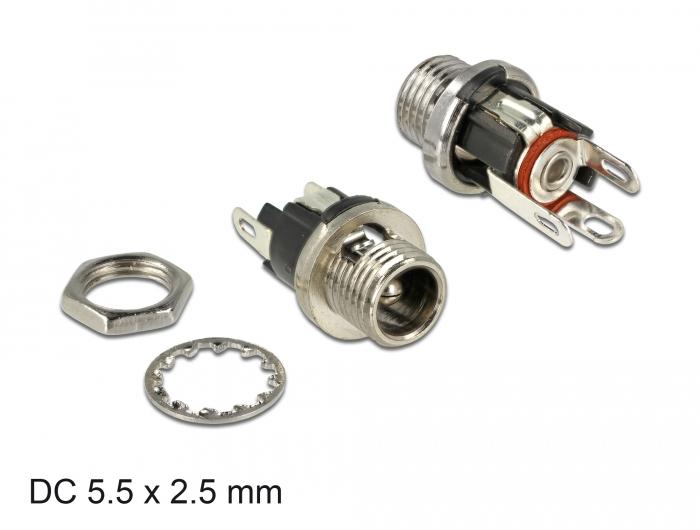 Delock-stik DC 5,5 x 2,5 x 9,5 mm tilslutning til installation - Delock