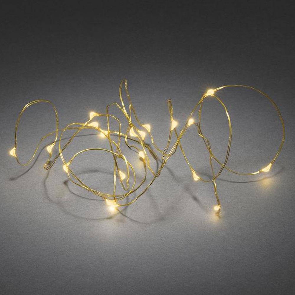 Ledningsbelysning - led-julelys indendørs - 40 lys - 3,9 meter - ekstra varm hvid - 3x AA