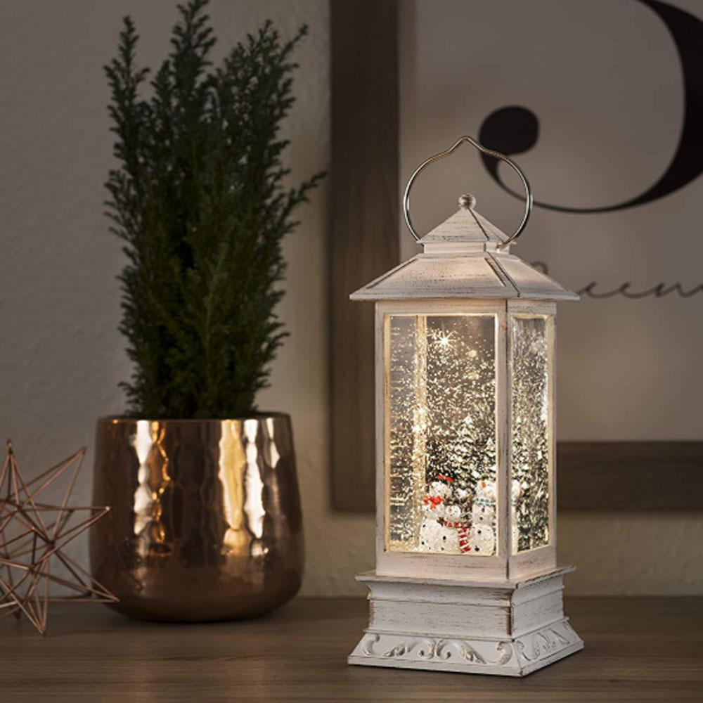 Julelanterne - led-julelys indendørs - 1 lys - 27,5 x 10,5 cm - varm hvid - 3x C