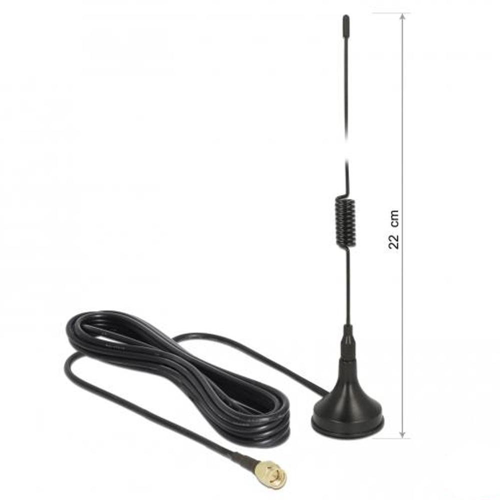 Delock LTE Antenne SMA Tilslutning 2 dBi fast omnidirektionel med tilslutningskabel