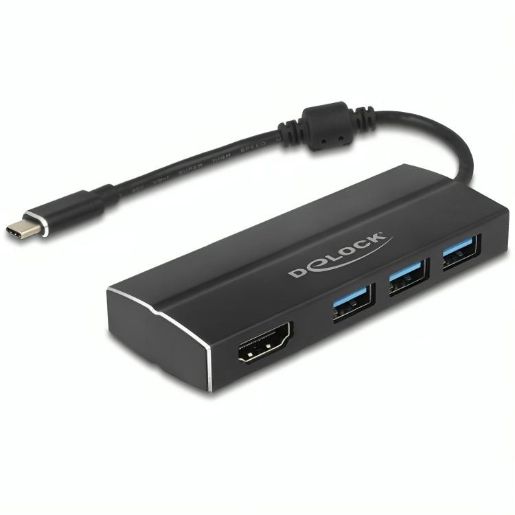 USB C hub med HDMI og 3× USB A porte