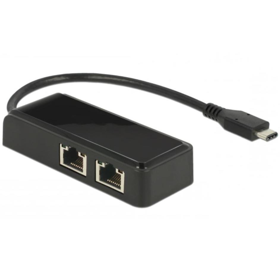 USB netværksadapter USB-C med 2× RJ45 Gigabit