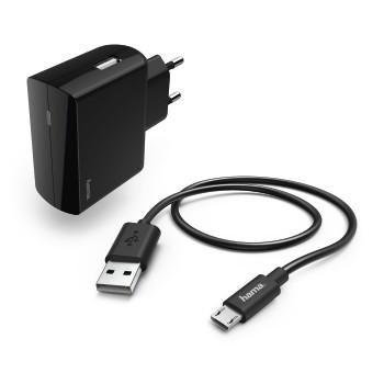 Ladesæt, micro USB, 2,4 A, sort - Hama