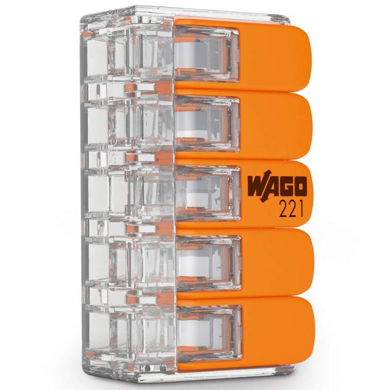 Ledningsklemme - 5 ledere - 6,0 mm² - Wago
