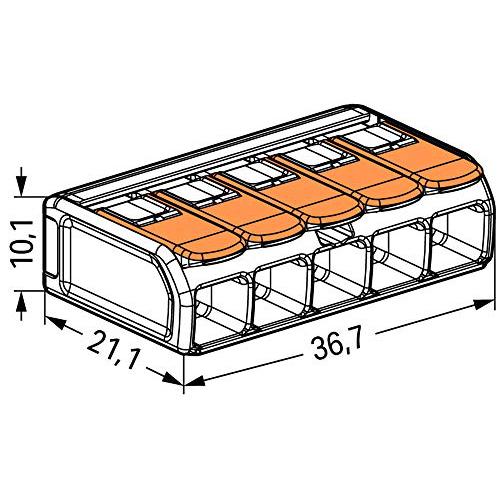 Ledningsklemme - 5 ledere - 6,0 mm² - Wago