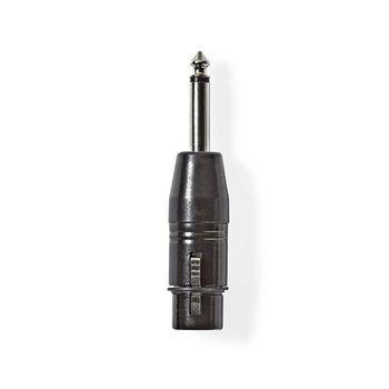 XLR-Adapter Mono XLR 3-bens hun - 6,35 mm han Sort