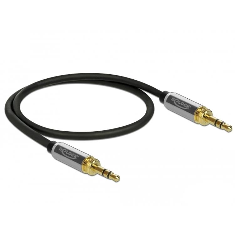 Delock Jackkabel 3,5 mm 3-polet stikprop til stikprop med skrueadapter 0,5 - Delock