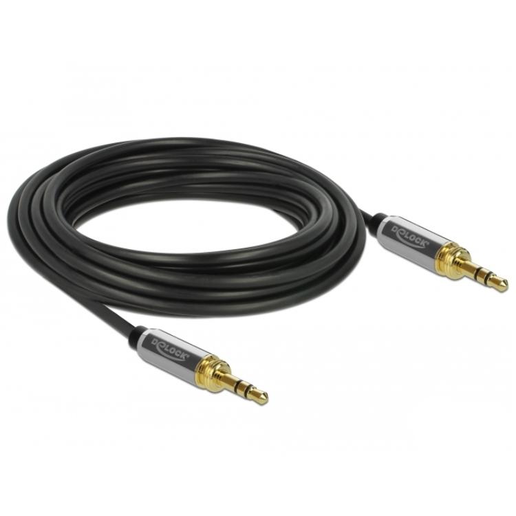 Delock Jackkabel 3,5 mm 3-polet stikprop til stikprop med skrueadapter 5 m - Delock