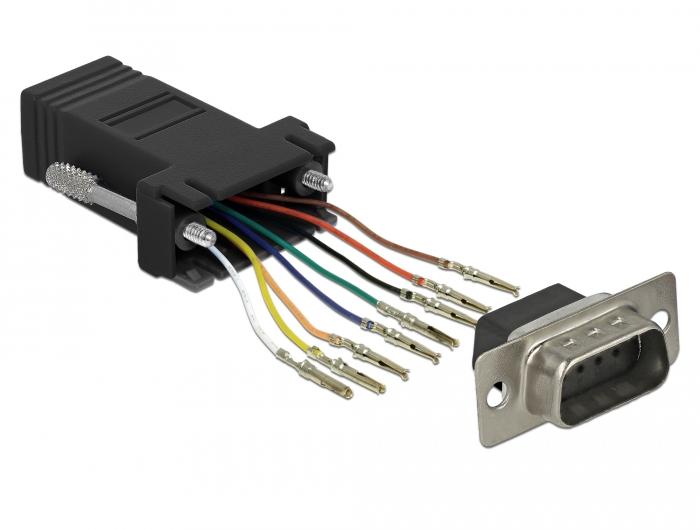 Delock Adapter Sub-D 9 Pin Stik til RJ45 Stik Montagesæt sort - Delock