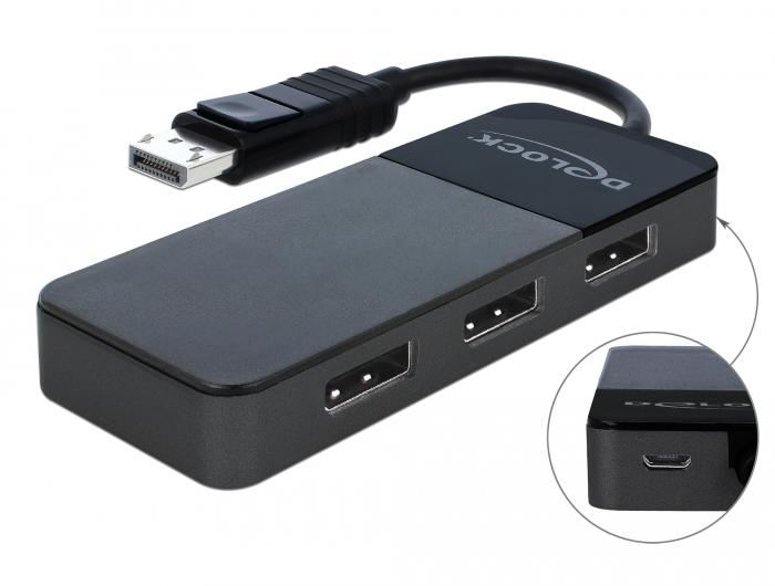 Delock DisplayPort 1.4 Splitter 1 x DisplayPort indgang > 3 x DisplayPort udgang