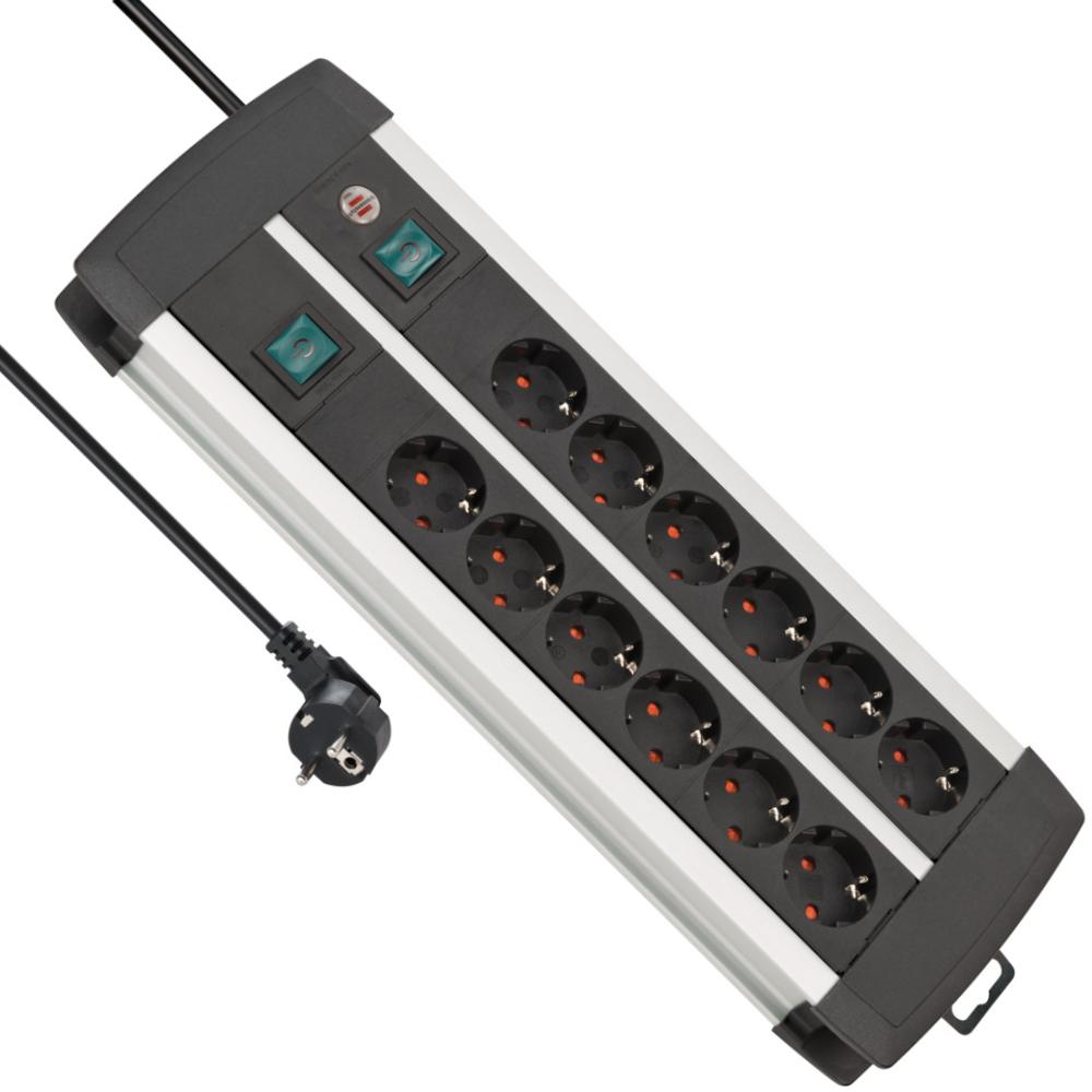 Premium alu 2x6 med switch. 3m - Brennenstuhl
