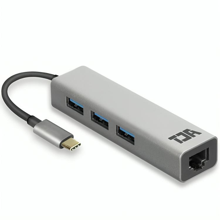 USB C hub med 3× USB A porte og ethernet