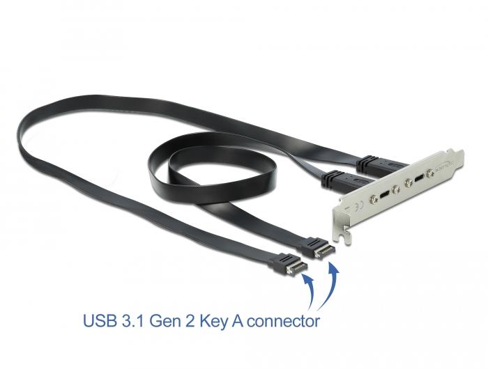 Delock-beslag med 2 x USB Type-C™-tilslutning - Delock