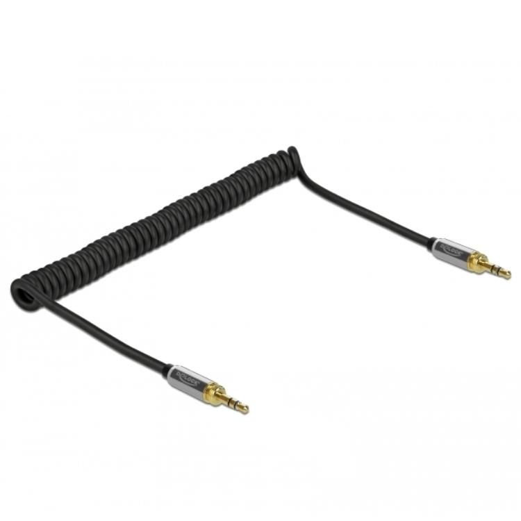 Delock Spiralkabel 3,5mm 3-polet jackstik til jackstik med skrue - Delock