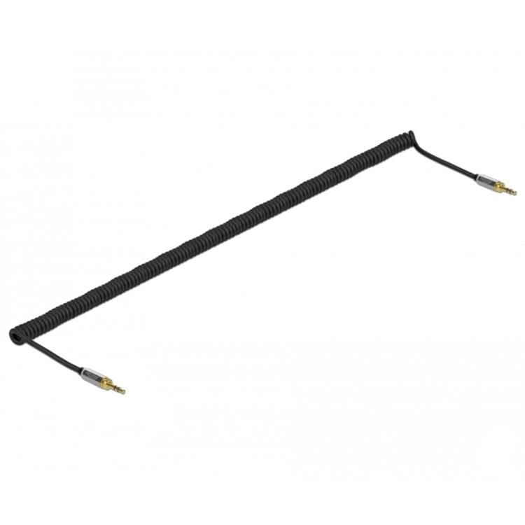 Delock Spiralkabel 3,5mm 3-polet jackstik til jackstik med skrue - Delock