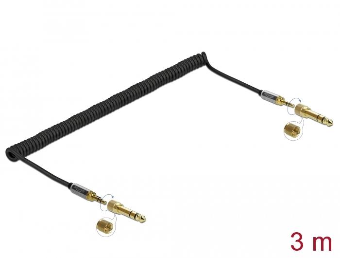 Delock Spiralkabel 3,5mm 3-polet jackstik til jackstik med skrue - Delock