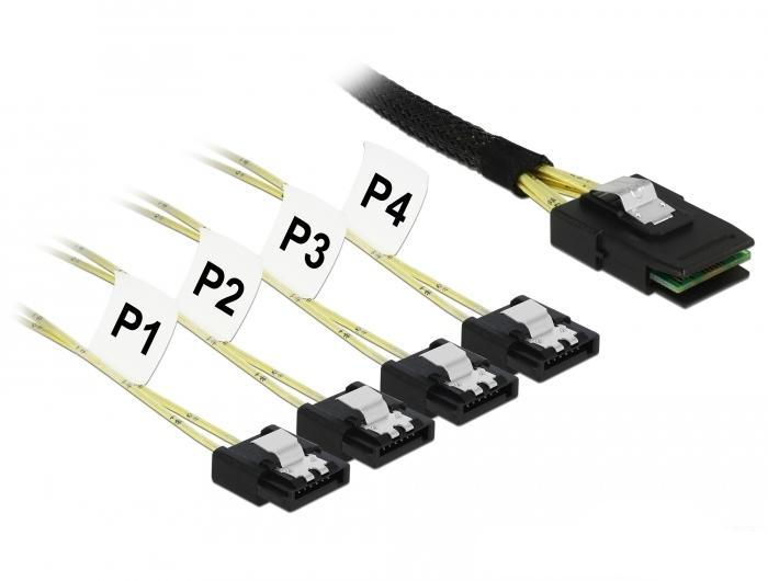 Delock Kabel Mini SAS SFF 8087 > 4 x SATA 7-polet 0,5 m Metal - Delock