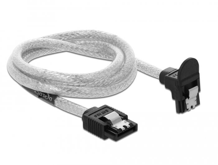 Delock SATA 6 Gb/s Kabel lige vinklet 70 cm transparent - Delock