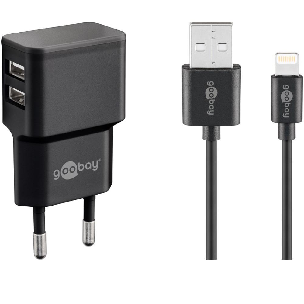 USB-oplader + Lightning iPhone-kabel - 2400 mA